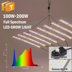 Luz LED de cultivo de espectro completo, 100W, 200W, AC100-277V LM281B para verduras, flores, invernaderos, tienda de plantas, lámpara de cultivo