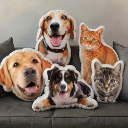 Almohada personalizada con forma 3D de perro gato feo Zany, almohada personalizada para mascotas de foto, regalo conmemorativo para pérdida de mascotas, muñecos de peluche