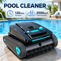 Robot Limpiafondos H2 con 120 Minutos de Autonomía para Piscinas de 2000 Pies Cuadrados Limpiador de Paredes y Líneas de Agua para Piscinas con Autoparqueo