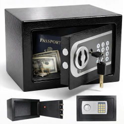 Caja de Seguridad Electrónica Digital, Mueble de Seguridad con Cerradura de Doble Llave, Caja de Depósito de Acero con Llave para Dinero en Efectivo/Joyas en Negocios