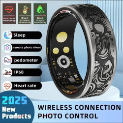 2025 Nuevo anillo inteligente Monitor de sueño de oximetría de frecuencia cardíaca para hombres y mujeres IP68, anillos de dedo con modos multideportivos para Android e i0s