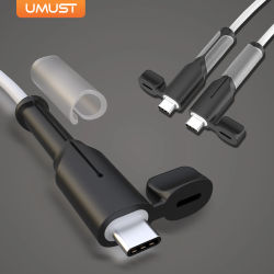 Protector de cable de cargador, tipo C a tipo C/iPhone/USB A Protector de cable de cargador de silicona, Protector de cable 2 en con enrollador de cable