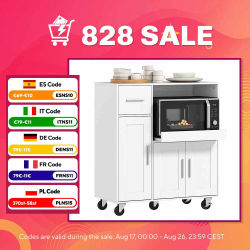 HOMCOM Mueble Auxiliar de Cocina con Ruedas con Bandeja 80x40x88,7 cm Blanco