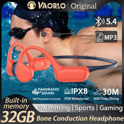 Auriculares de conducción ósea Bluetooth 5,4, reproductor MP3 resistente al agua IPX8, auriculares inalámbricos de alta fidelidad con gancho para la oreja y micrófono para nadar