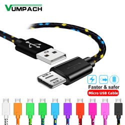 Cable Micro USB trenzado de nailon Vumpach, Cable cargador USB de sincronización de datos de 1m/2m/3m para Samsung, HTC, LG, Huawei, Xiaomi, Cables de teléfono Android