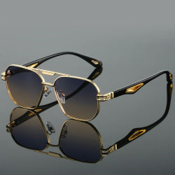 KAMMPT gafas de sol cuadradas Vintage para hombre, nuevas gafas de sol clásicas de doble puente con gradiente, gafas de sol Retro de moda de diseñador de marca para exteriores