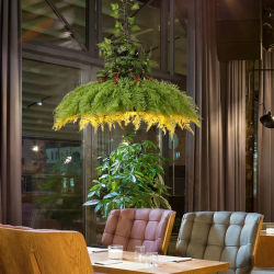 Candelabro de simulación de hierro forjado para restaurantes, Bar, casa de familia, plantas verdes, Led, tema musical decorativo, lámparas colgantes Vintage
