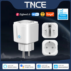 TNCE Tuya EU Plug Zigbee3.0 o WIFI 16/20A, enchufe inteligente con sincronización del Monitor de potencia, Control de voz funciona con Alexa Alice