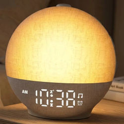 Luz Despertador USB con Sonido Blanco, Altavoz Bluetooth con 30 Sonidos Relajantes, Reloj Despertador con Luz Ambiental para Personas con Dificultad para Dormir
