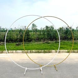 Soporte circular de Metal para boda, arco de globos redondo, flor, fondo dorado, marco artesanal, decoración para fiesta de cumpleaños, Baby Shower