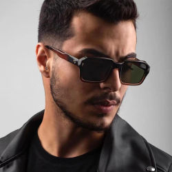 Gafas de sol cuadradas personalizadas para hombre, lentes de protección solar de alta calidad, con remaches clásicos, color negro, novedad de 2024