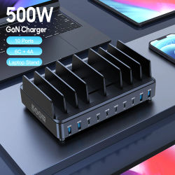Cargador Universal Multi USB C de 500W PD 100W, carga rápida de escritorio, soporte para teléfono/tableta/portátil, soporte para iPhone Samsung