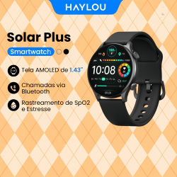 Reloj Inteligente HAYLOU Solar Plus con Pantalla AMOLED de 1.43'', Llamadas Bluetooth, Monitor de Salud, Resistente al Agua IP68, Reloj Deportivo