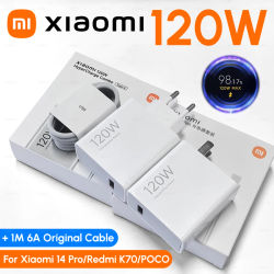 Cargador Original Xiaomi de 120W para UE y EE. UU., Adaptador de Carga Rápida Turbo, Cable USB Tipo C, Mi 17 15 15T 14 14T POCO F7 X8 X7 Pro Redmi Note