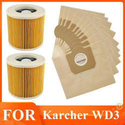 Ajuste para Karcher WD3 MV3 WD3 Premium aspiradora en seco y húmedo SE4001 MV1 WD3200 WD3300 A2204 A2656 filtro de bolsa de polvo de repuesto