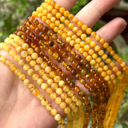 Flor Báltica auténtica natural, cuentas facetadas/redondas de ámbar de 4-7mm, planta de cuentas DIY, piedra Natural, joyería para hombres y mujeres al por mayor