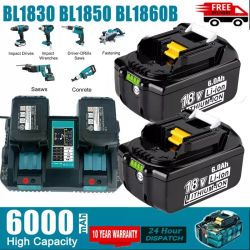 Para Makita BL1830 18V 6.0Ah batería con cargador recargable de iones de litio para BL1850 BL1880 BL1860B LXT400 batería de herramienta eléctrica