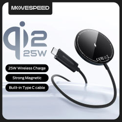 Cargador Inalámbrico Rápido MOVESPEED W010 Qi2 de 25W para iPhone 17 16 15 14 13 12 Pro Max, Base de Carga Magnética Inalámbrica para Teléfono