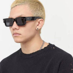 Gafas de sol clásicas con remaches cuadrados para hombre y mujer, anteojos de moda para hombre, diseño rectangular Punk, gafas de sol Retro para pescar UV400