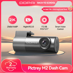 Cámara de salpicadero Pictrey M2 2K 330 ° Monitor de estacionamiento giratorio 24H del control de voz elegante de la visión nocturna de la ayuda DVR del coche