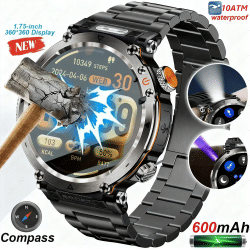 Reloj Inteligente DAORKOW Modelo 2026, Resistente al Agua 10ATM, 600mAh, con Brújula, Linterna LED, Llamadas Bluetooth, para Deportes al Aire Libre