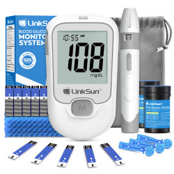 LinkSun G-425-1 Kit medidor de glucosa en sangre 50/100 Uds tiras reactivas lancetas para Monitor de Diabetes glucómetro Digital medidor de azúcar en sangre