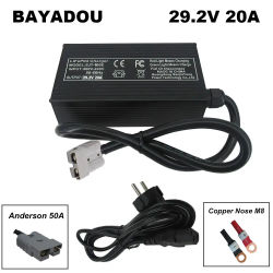 Cargador rápido de batería LiFePO4 de 24V, 20A, 8S, 29,2 V, 24 voltios, 50AH, 100AH, 200AH, LFP RV, cargadores de almacenamiento de energía de fosfato de hierro SB50 XT90