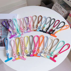 Correa de muñeca ajustable para teléfono, cadena de moda Simple de Color caramelo, cordón para teléfono móvil, llavero Universal antipérdida, correa para teléfono móvil
