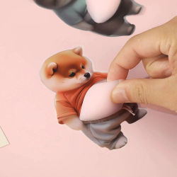 Protector de Puerta 3D de Silicona con Diseño de Shiba Inu, Adhesivo, Anticolisión, Alivia el Estrés, Decoración para Pared y Muebles del Hogar