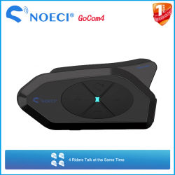 NOECI GOCOM4 intercomunicador para motocicleta casco auriculares Bluetooth para compartir música BT5.1 interfono para 4 conductores 1500M parlante FM IP65