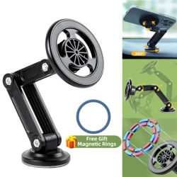 360 ° Soporte magnético fuerte giratorio para teléfono de coche, soporte plegable para teléfono, soporte magnético para salida de aire, soporte móvil