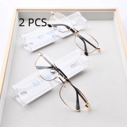 2 uds traje gafas de lectura con lentes de cristal Real hombres mujeres cuadrado marco completo gafas para presbicia antiarañazos gafas con dioptrías + 1,5 2,0 2