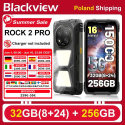 [Envío desde Polonia] [Sin cargador UE] Teléfono inteligente resistente Blackview ROCK 2 Pro, 8GB+256GB, pantalla IPS de 6,67 pulgadas, Android 16, batería 15000mAh, carga 33W, 5G