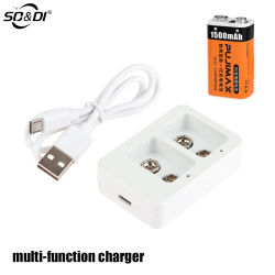 ¡Nuevo! Cargador de batería rápido inteligente multifunción de 2 ranuras y 9 V con indicadores LED y cable USB para baterías recargables
