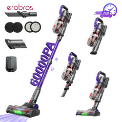 Aspiradora Inalámbrica Erabros EV3, 60KPa, 500W, Aspiradora de Mano Inteligente, 60 Minutos de Autonomía, Cepillo Anti-Enredos, Autoportante, Potente Aspiradora Inalámbrica para Limpieza del Hogar,