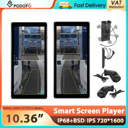 Reproductor de Pantalla Inteligente Podofo de 10.36'' con Función BSD, Monitor Vertical para Auto, Cámara de Retroceso, Resistente al Agua IP68, Visión Nocturna, DVR