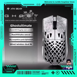 Ratón Inalámbrico para Juegos ATK GHOST de Fibra de Carbono Compuesta, Diseño Hueco, Bluetooth, Paw3950 Ultra, 48g, 0.163ms, Ligero, para PC Gamer
