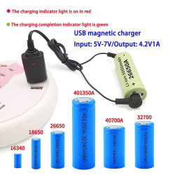 Cargador de batería de litio magnético, Cable de carga de batería USB Universal, cargador magnético USB de 3,7 V y 4,2 V, 1 ud.
