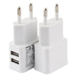 Cargador de fuente de alimentación con enchufe USB Dual, adaptador de carga rápida Universal de 5V 2A, enchufe de EE. UU., UE, adaptador de corriente Dual portátil de viaje para teléfono