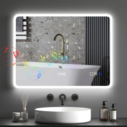 Espejo de Baño con Luz LED con Bluetooth 3 Colores de Luz Función Antivaho Función de Memoria IP44