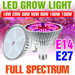 Bombilla LED E27 de 150W para cultivo de plantas, lámpara de espectro completo E14 para semillas de flores vegetales, caja de cultivo hidropónico AC85-265V