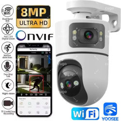 Cámara IP WiFi de 8MP con lente dual y soporte ajustable, cámaras de vigilancia inalámbricas de seguridad, Onvif, Zoom 10X, Monitor para bebés YOOSEE