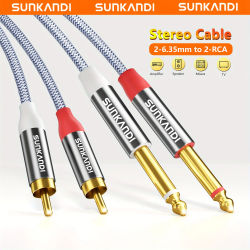 Cable SUNKANDI RCA a 1/4, cable de interconexión dual TS a doble RCA de 1/4 de pulgada para receptores AV, altavoces y dispositivos compatibles con RCA