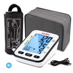 SEJOY-Monitor automático de presión arterial para la parte superior del brazo, esfigmomanómetro con retroiluminación de voz en inglés y español, monitores BP de alta precisión