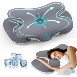 Almohada cervical para cuello y hombros, almohada de espuma viscoelástica inodoro, funda de seda suave, almohada ortopédica ergonómica de soporte para el cuello, regalo