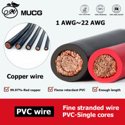 Cable Eléctrico Flexible de PVC con Alambre de Cobre, Cable de Alta Flexibilidad para Automóviles, LED, Altavoces, Audio, Alimentación, Cableado para Automóviles, 1 2 4 6 8 10 AWG, Negro y Rojo