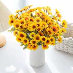 Centro de mesa de flores de Margarita de plástico Artificial, planta falsa, regalos de fiesta en casa para Sala de bodas, arreglo manual, ramo de Festival