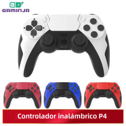 Controlador Inalámbrico GAMINJA, Gamepad Bluetooth con Doble Vibración, Joypad de 6 Ejes, Panel Táctil, Micrófono y Puerto para Auriculares para PS4, PS3 y PC