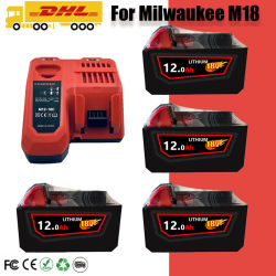 Para batería Milwaukee de 18V M18-HB3, batería de alta energía de 12AH, cargador original Milwaukee M12-18FC 48-11-1815