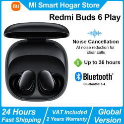 Nuevos Auriculares Inalámbricos Bluetooth Xiaomi Redmi Buds 6 Play, Reducción de Ruido AI, BT5.4, Control Táctil, 5 Modos de Ecualización